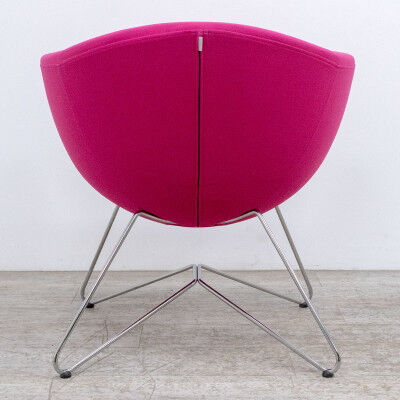 Fauteuil Profim Sorriso 10V en tissu rose et métal chromé