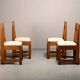 Dutch Art Deco Amsterdam School Dining Chairs in Oak and light Fabric