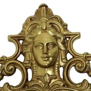 French Brass Crested Mirror Gold Baroque Louis XV Style 1950s