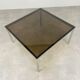 Table basse carrée chrome et verre fumée années 70