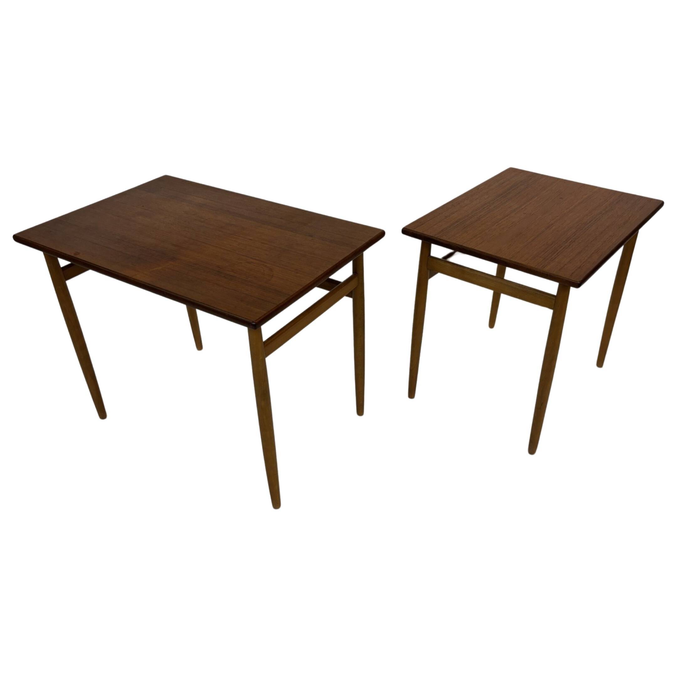 Vintage side tables nesting tables 1960s teak design