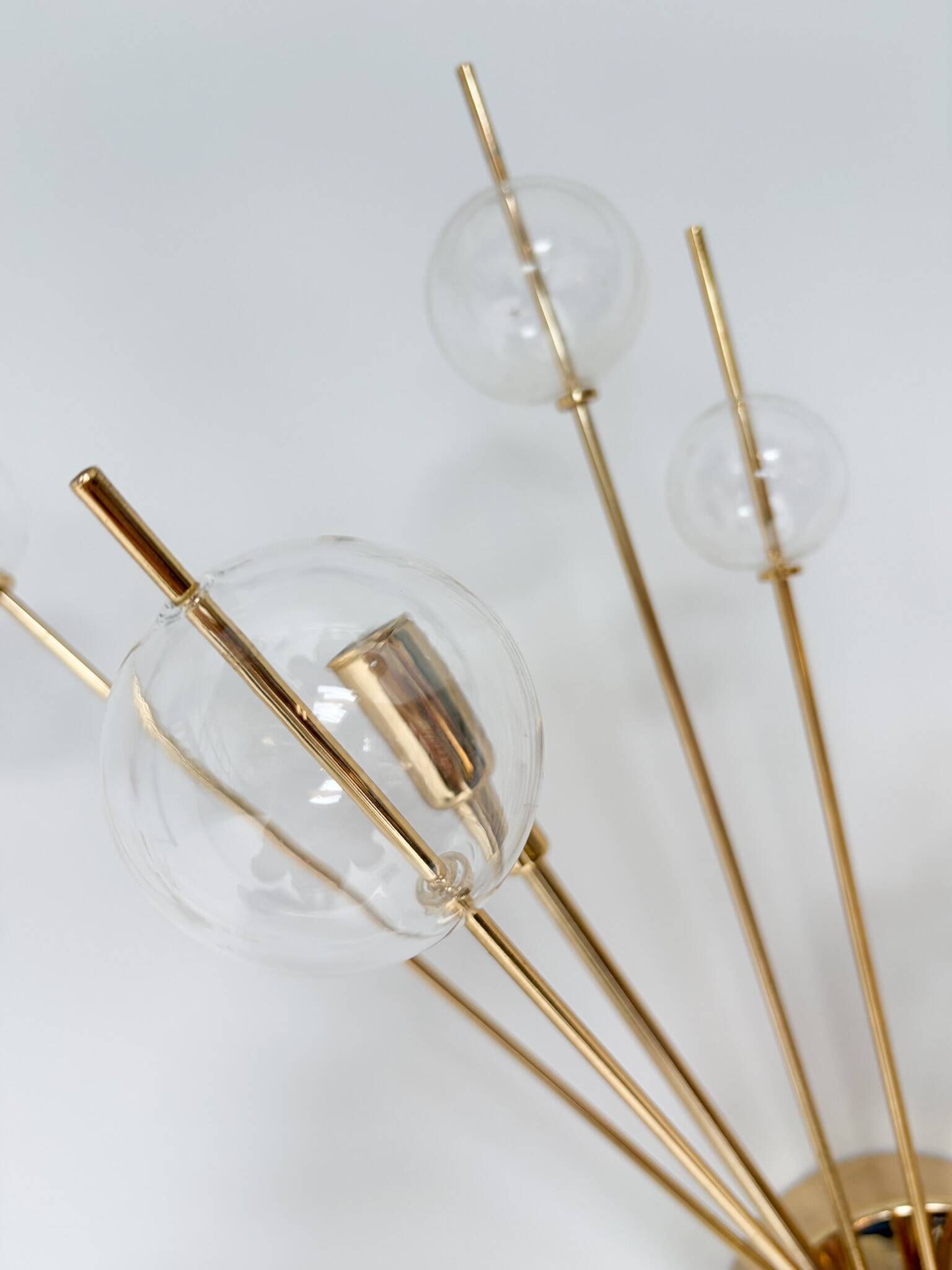 Set of 2 Italian wall lamps with glass spheres, 1970s
