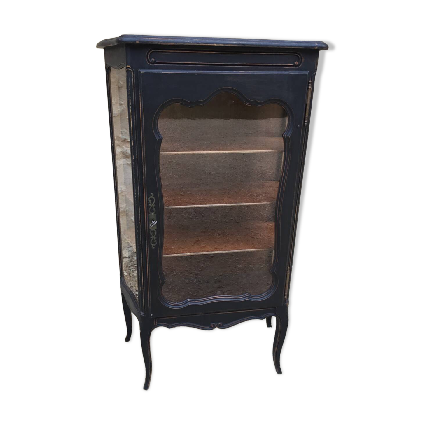 Louis XV style black patinated cherry wood display case