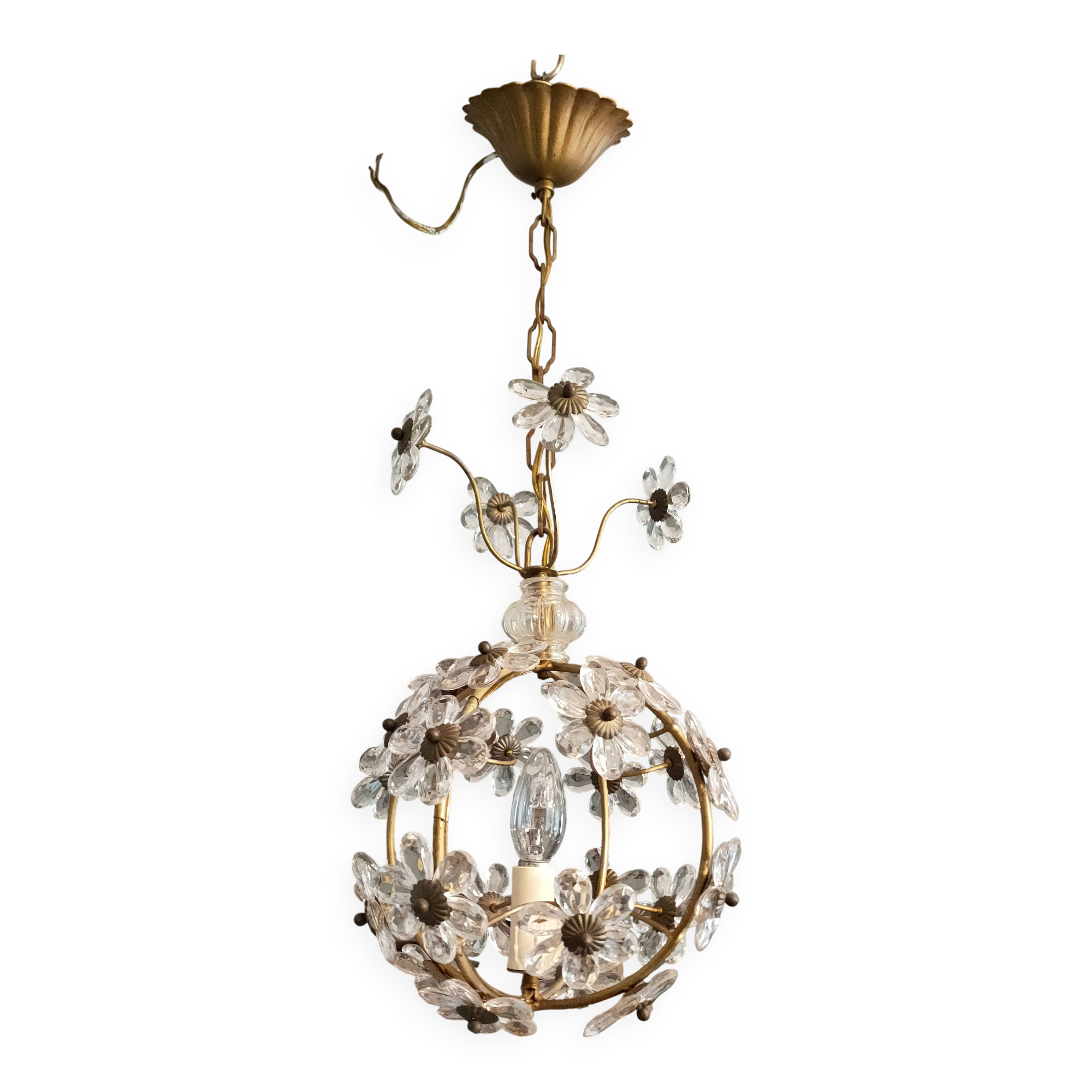 antique chandelier with crystal drops