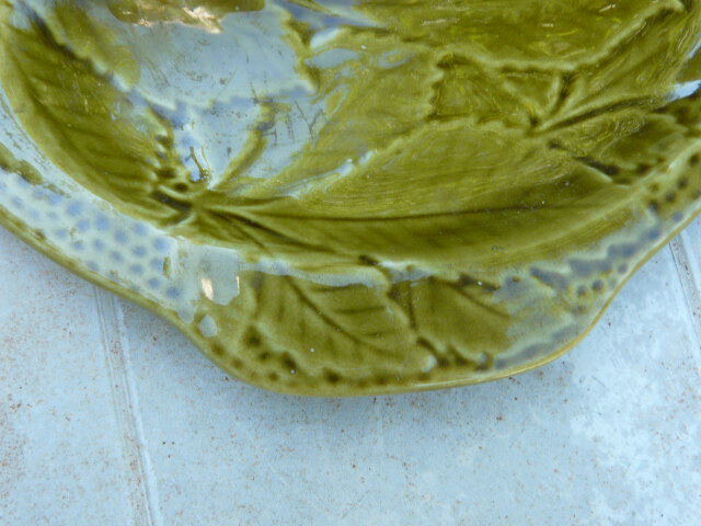 Artichoke dish or presentation dish in green Gien earthenware slip