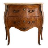 Louis XV style jump commode in marquetry and marble