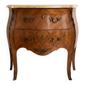 Louis XV style jump commode in marquetry and marble