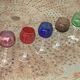 Set of 9 colored port glasses, 5 tulip-shaped and 4 balloons