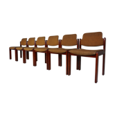 Lot of 6 60s chairs made of wood and fabric by  Lübke