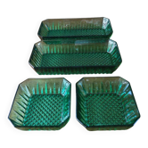 Ensemble de 4 raviers vintage en verre vert