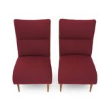 Set of wooden and boucle chairs, 1940s