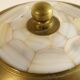 Round brass and mother-of-pearl box 9 x 7 cm
