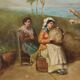 Ancient painting "The Neapolitan Tarantella" oil on canvas 19th century