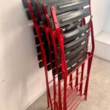 Set of 4 folding leather and metal chairs Italian design Zanuso for Zanotta Celestina vintage