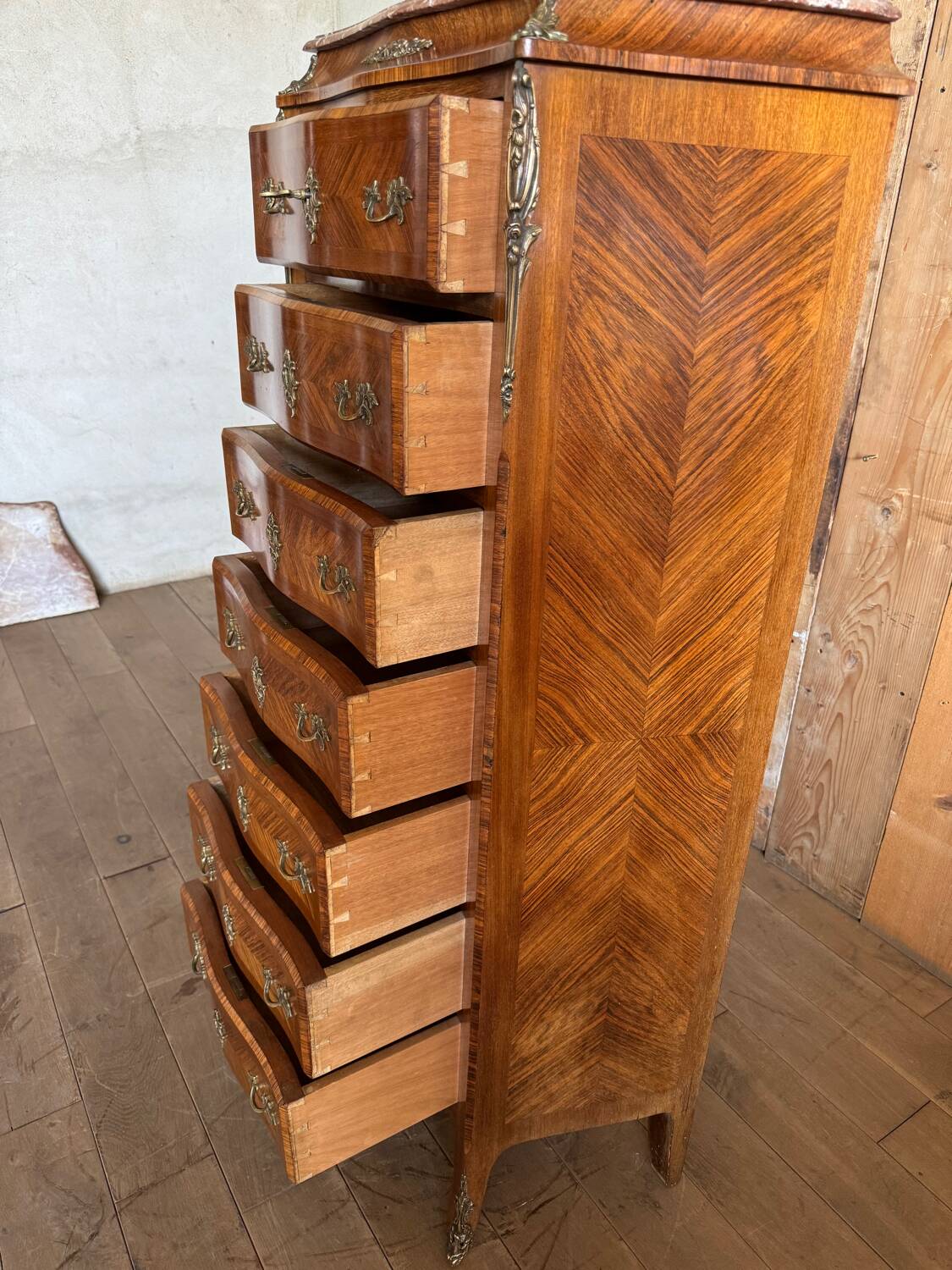 Louis XV style marquetry chest of drawers