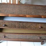 Vintage rattan bamboo chest of drawers