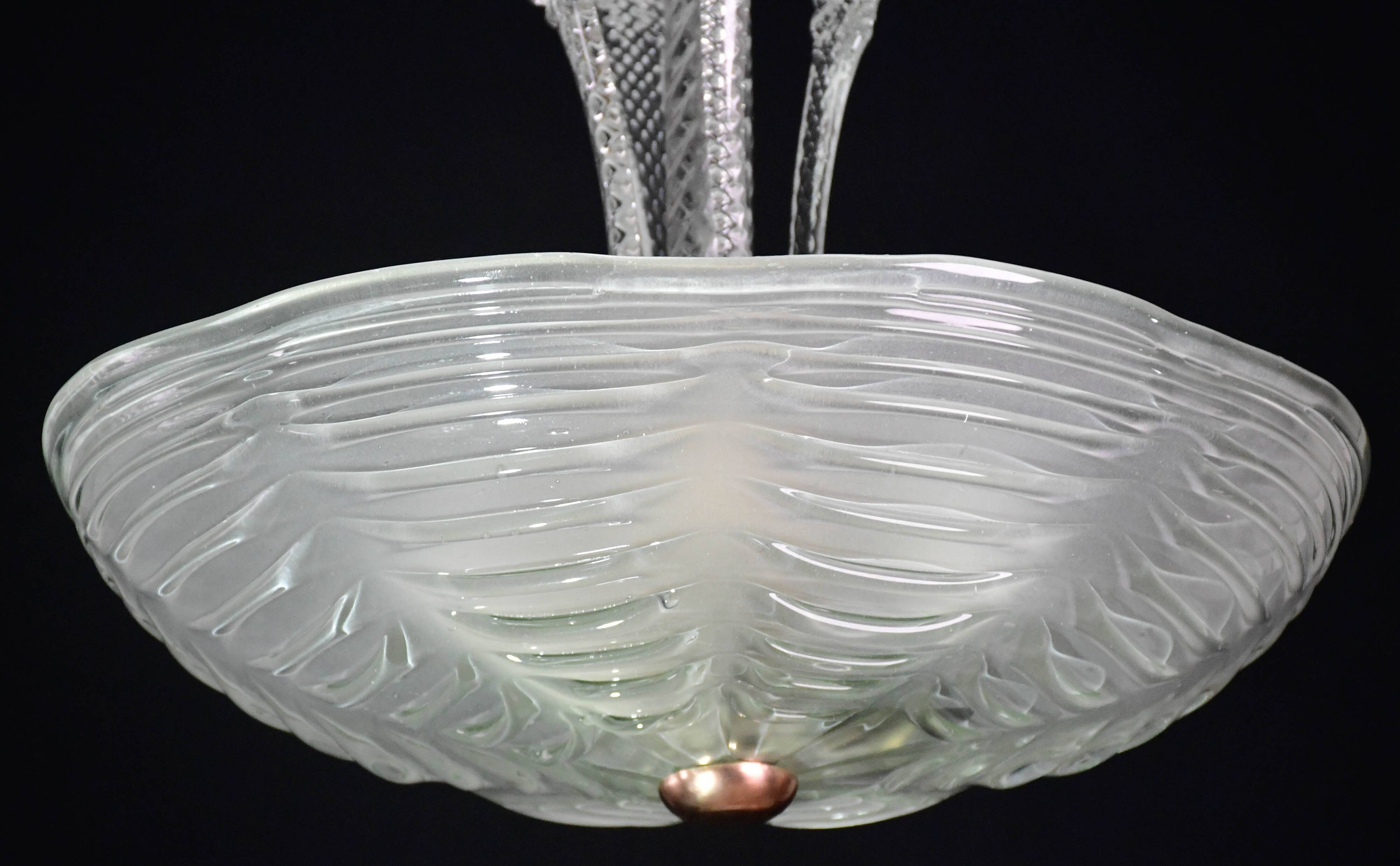 Luxury Barovier & Toso chandelier, Murano Pulegoso glass, 1950s