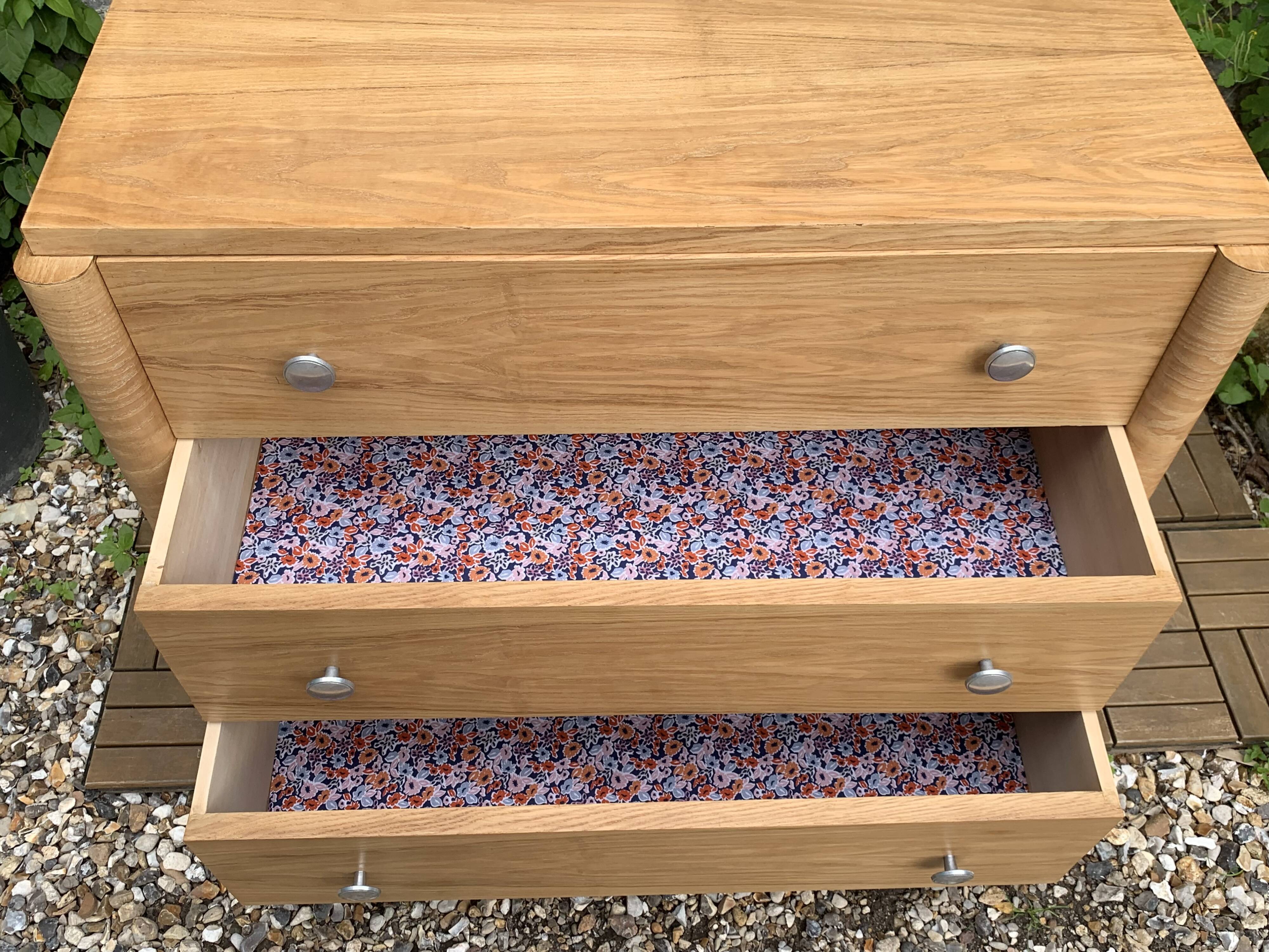 Raw oak art deco chest of drawers