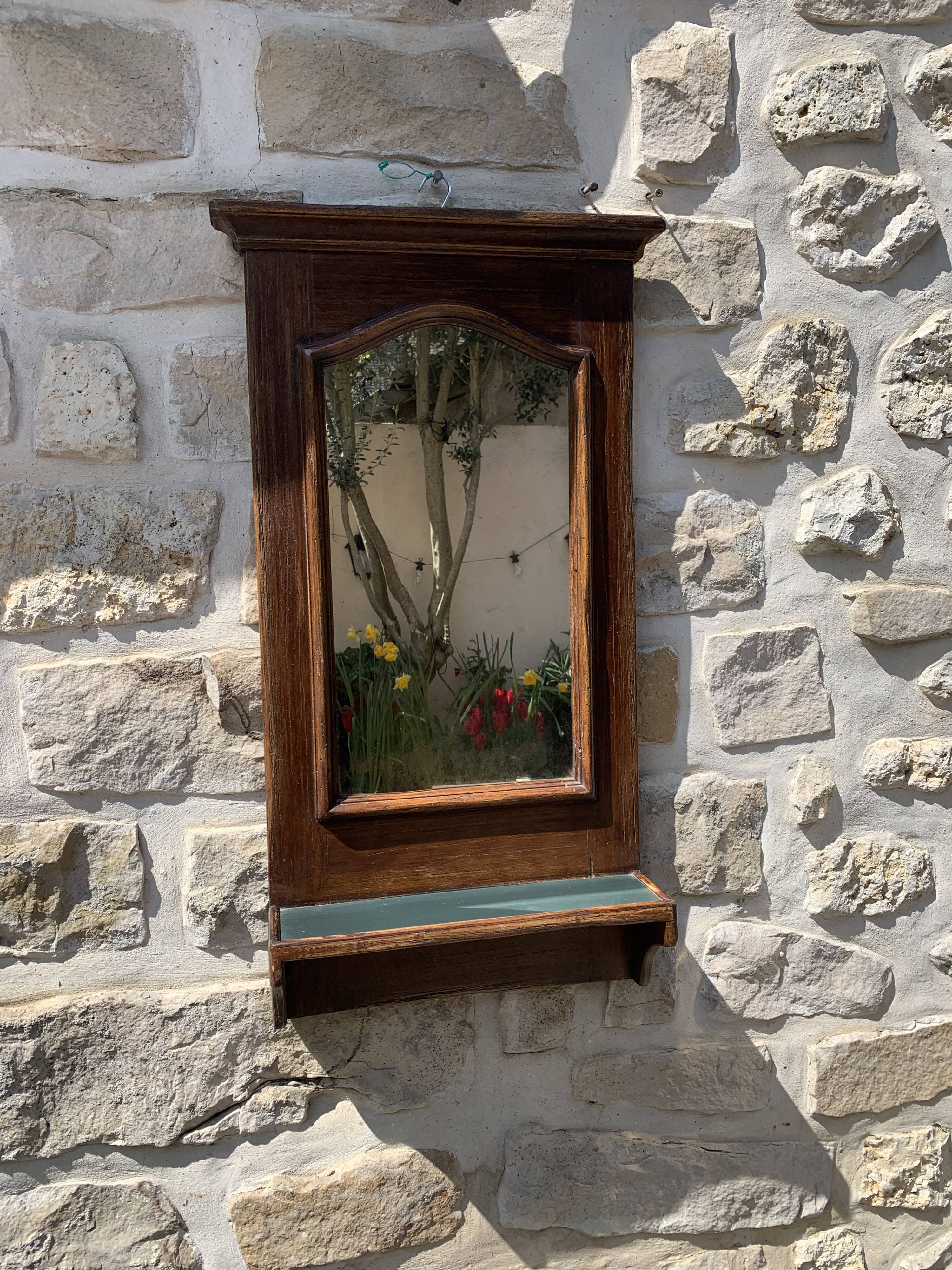 Wooden mirror with shelf