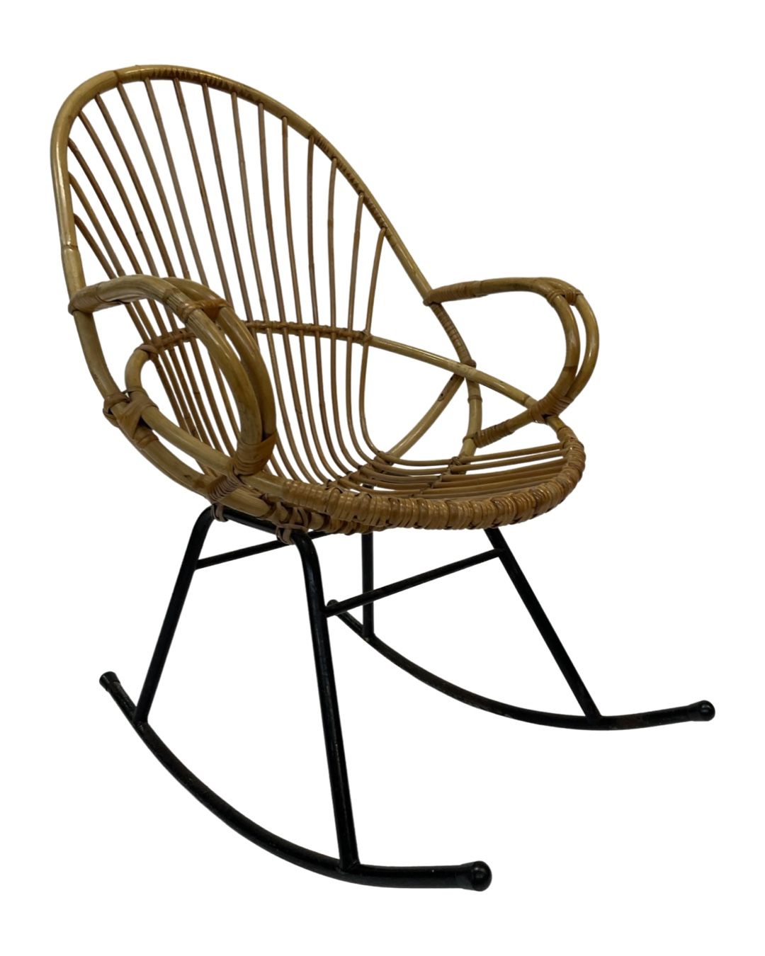Vintage Dirk van Sliedregt Rohe Noordwolde rattan rocking chair