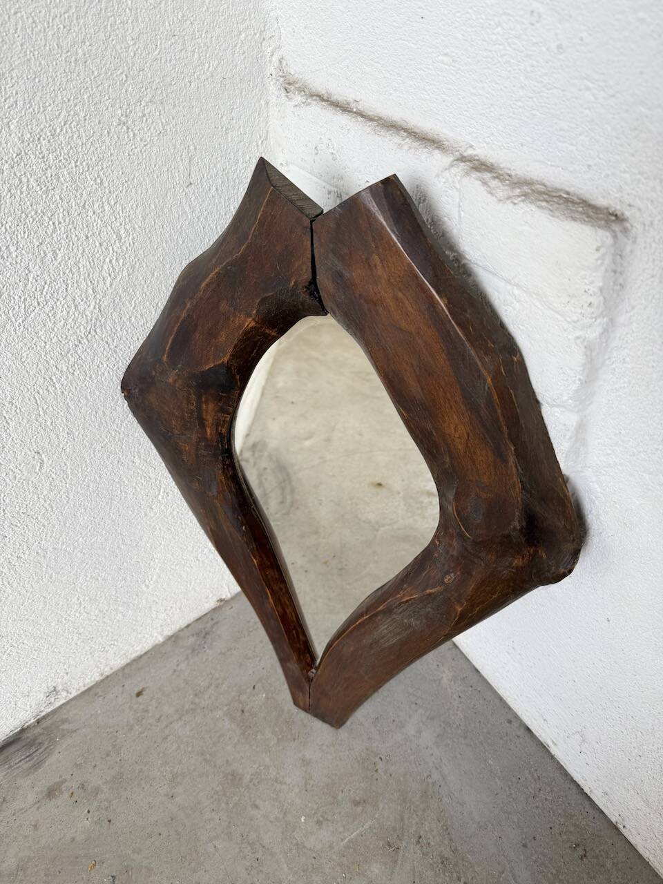 Brutalist wooden mirror 1900
