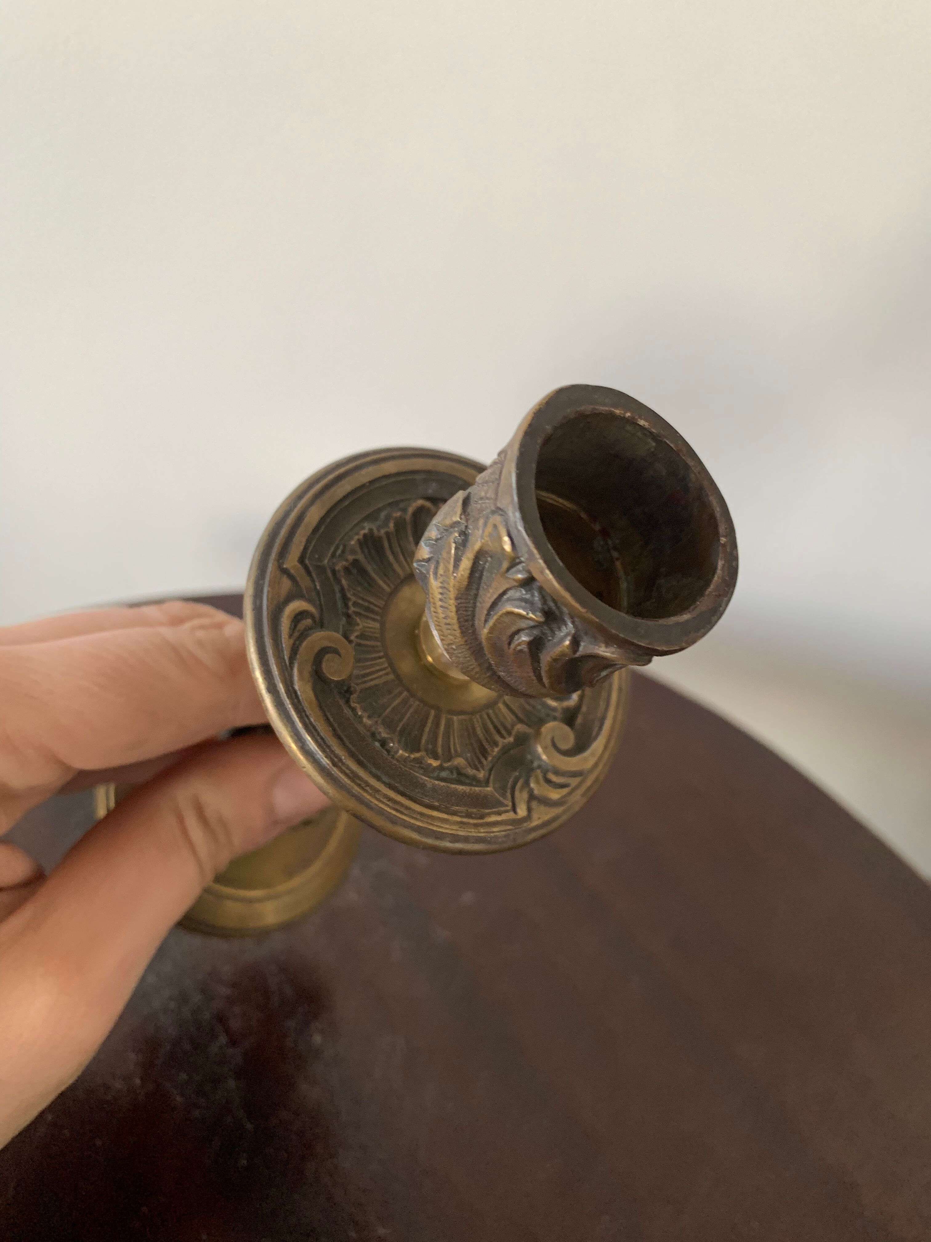 Antique bronze candle holder