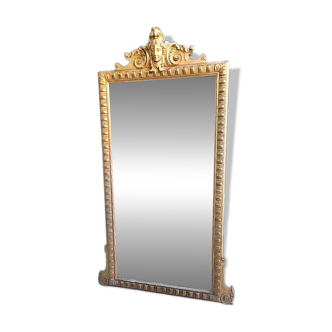 LARGE GOLDEN BEVELLED MIRROR WITH HEAD REF JE