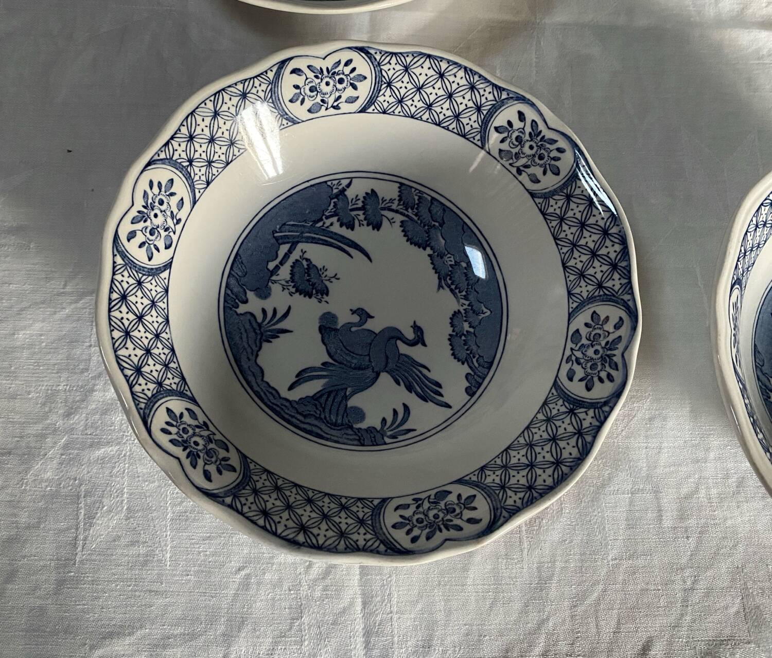 Set of 4 large Old Chelsea antique Mason's bowls