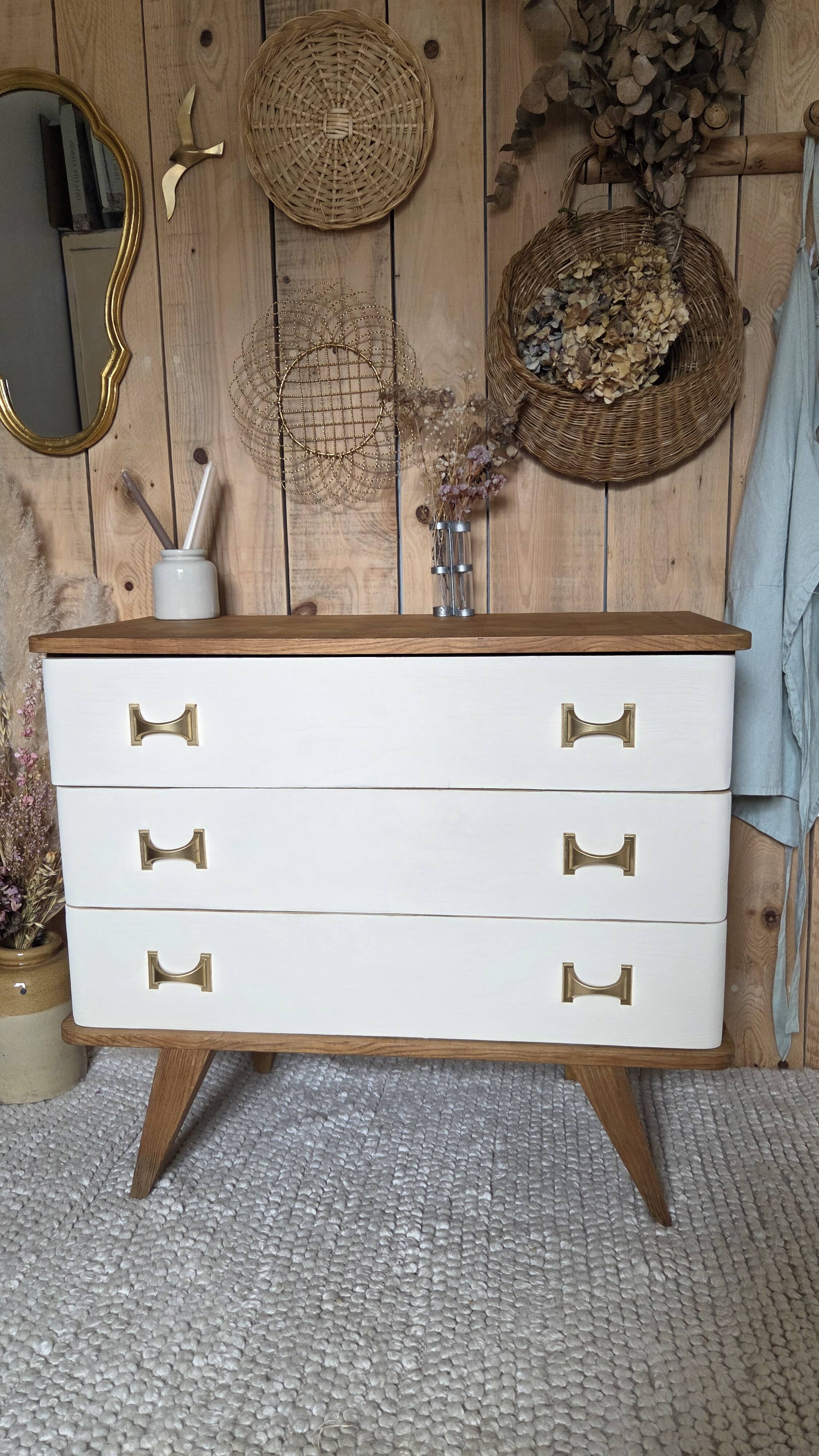 Commode vintage pieds compas renove
