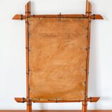 Bamboo effect wooden barber mirror 55 x 41 cm