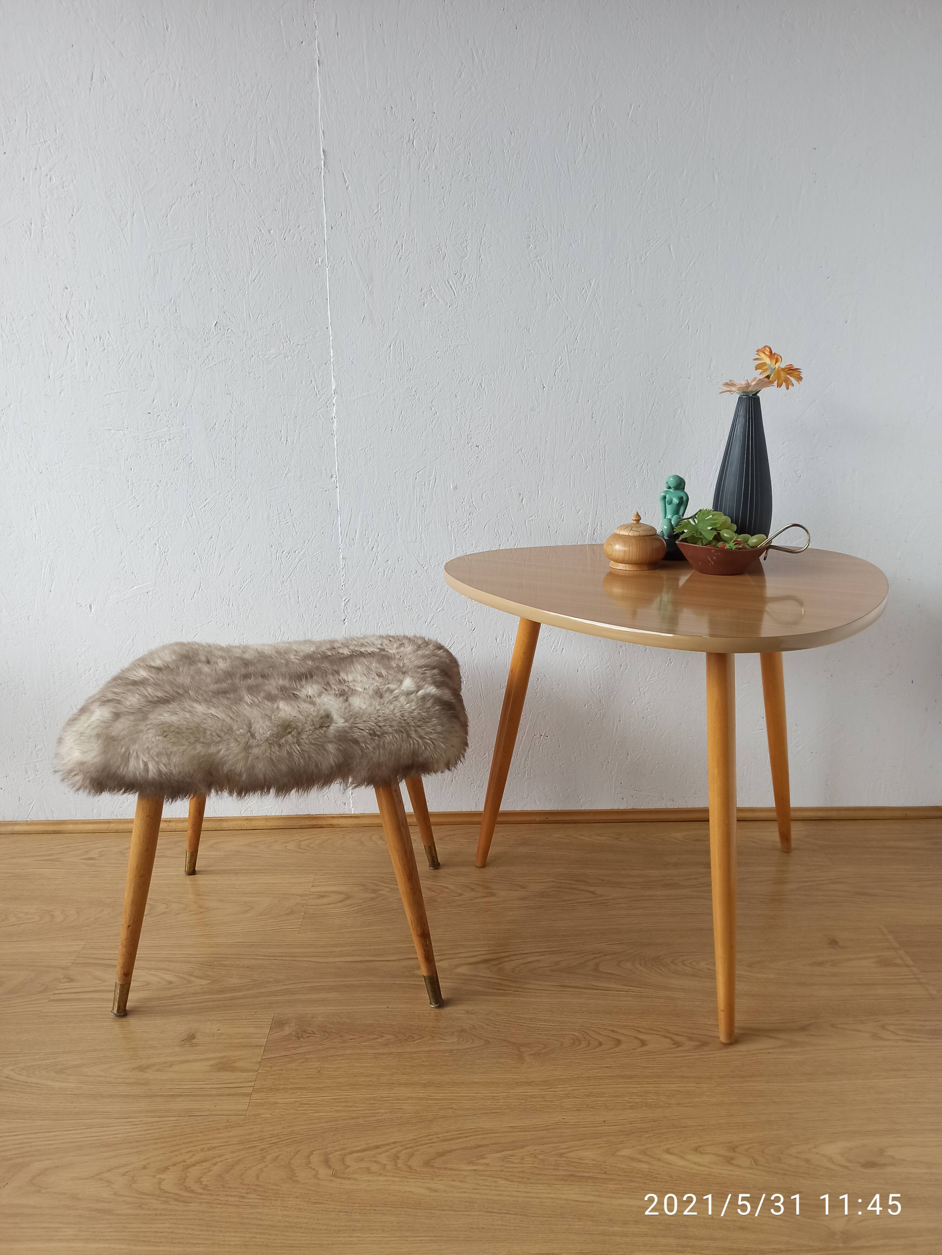 Design stool, furry fabric, 1960