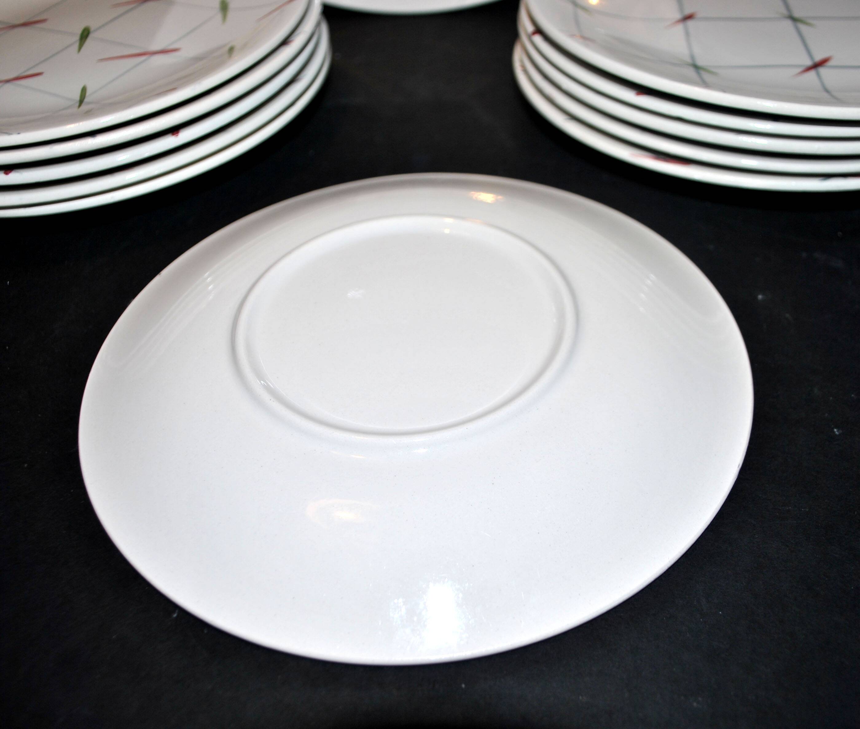 11 Vintage Ceramic Dessert Plates and Pie Dish with Tile Decor