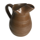 Ancien pichet céramique émaillée marron années 50