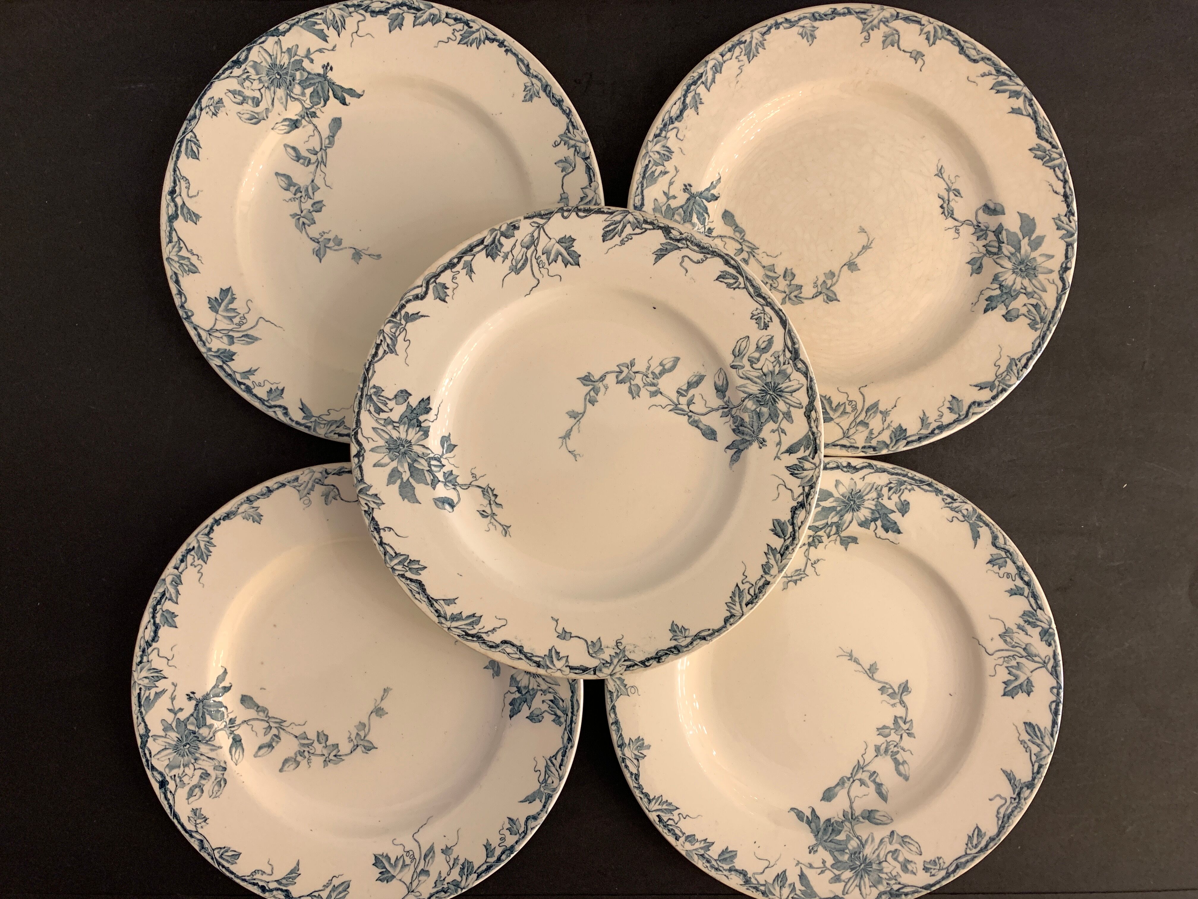 Set of 10 dessert plates KG Lunéville Passiflore model