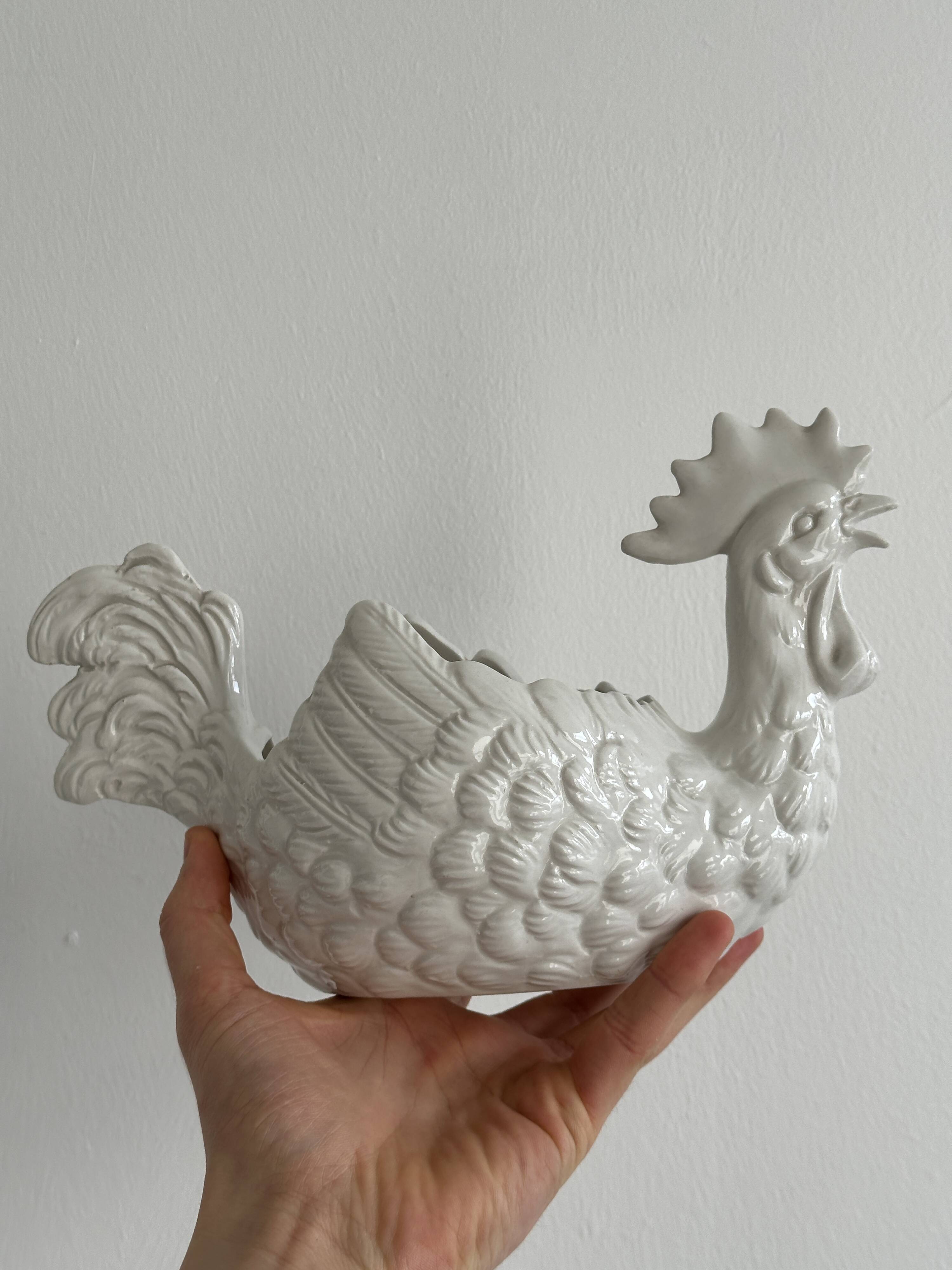 Pottery ceramic rooster - dish.