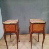 Pair of transitional bedside tables in veneered wood
