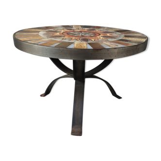 Round coffee table, ceramic 50s