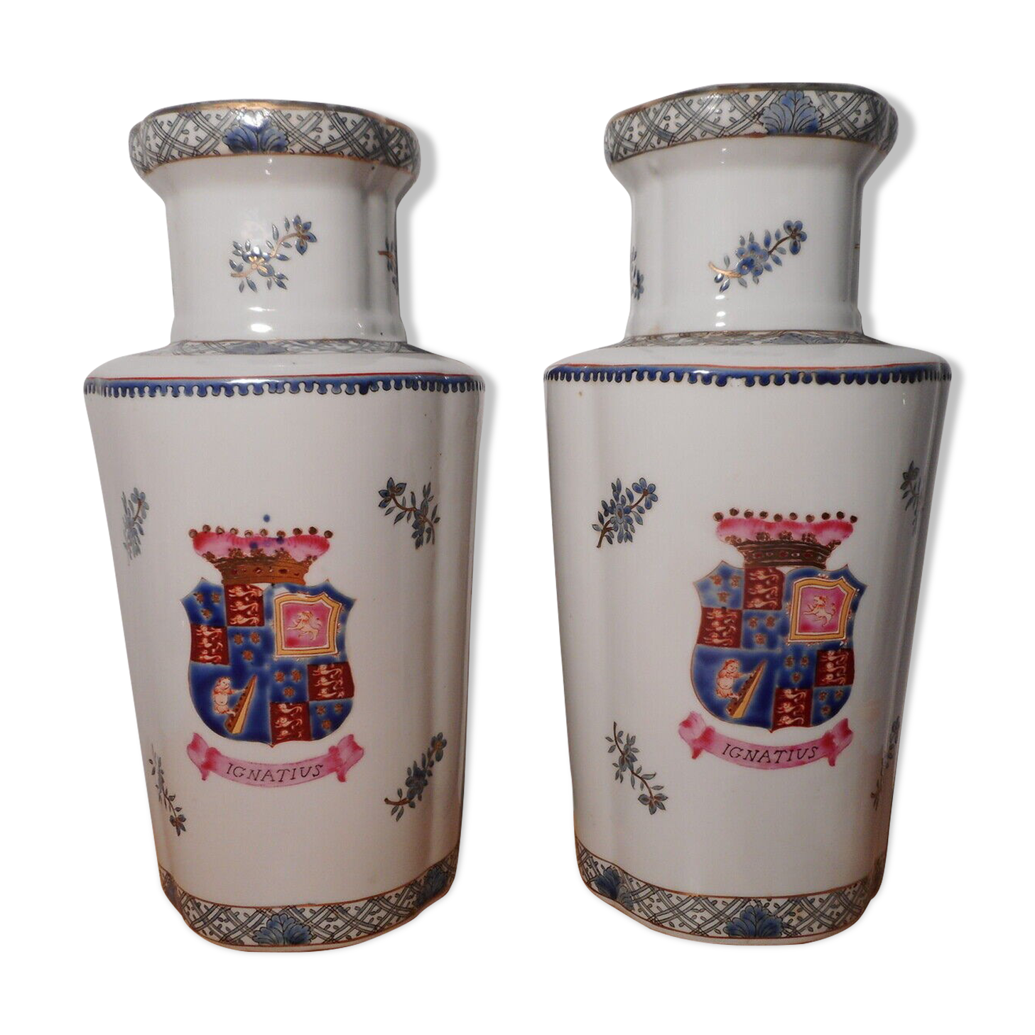 Pair of 19th century porcelain vases China East India Company