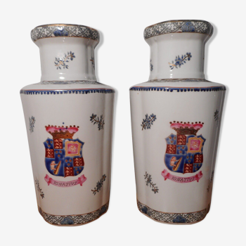 Paire de vases 19e siècle en porcelaine Chine Compagnie des Indes