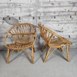 Pair of vintage rattan armchairs