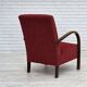 1950s, Danish art deco armchair, original red furniture wool, beech wood.