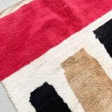 Moroccan Berber carpet beni ouarain ecru with colorful patterns 258x155cm