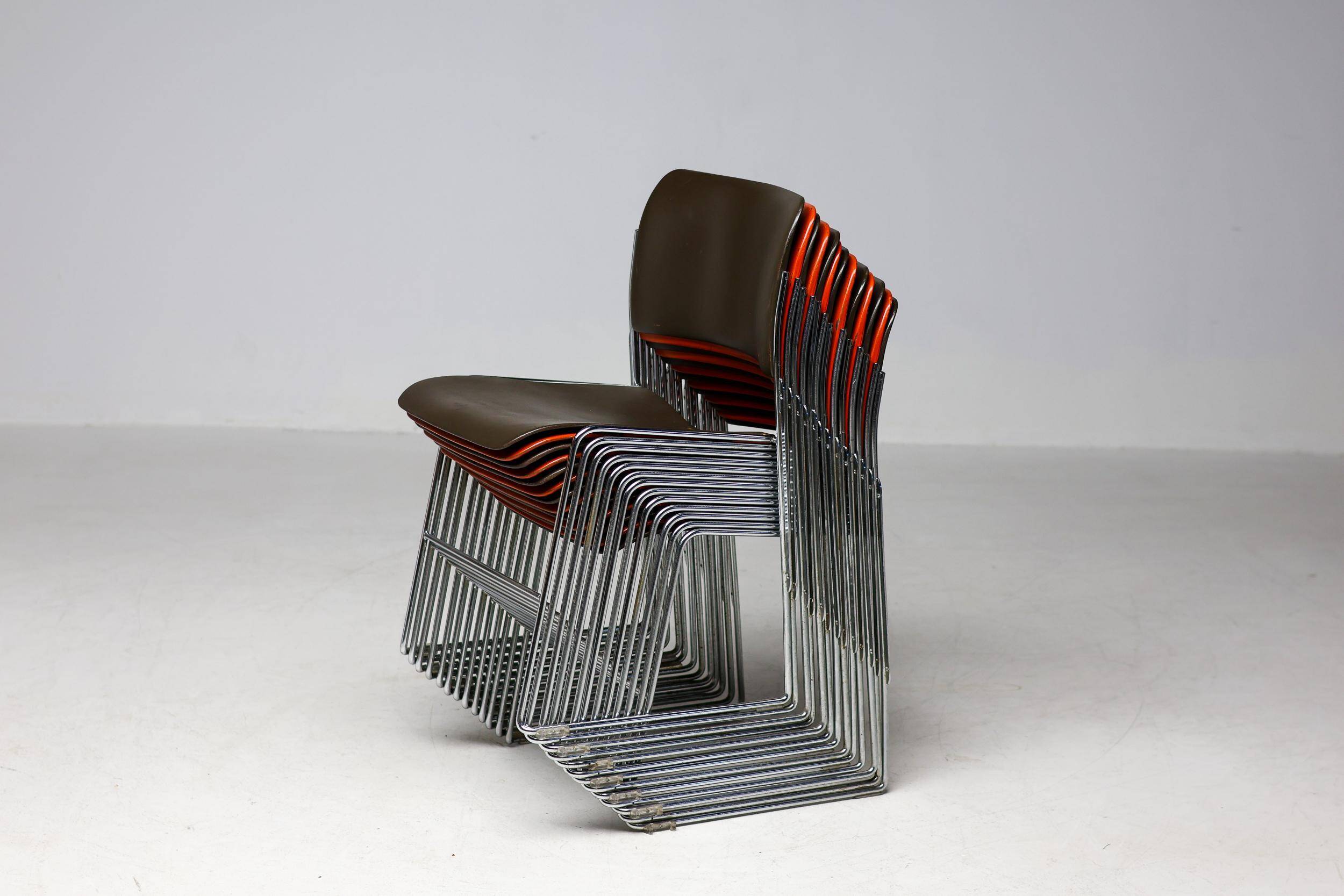 Chairs 40/4 by David Rowland - Red and Brown, Vintage 1970s, Made in the USA