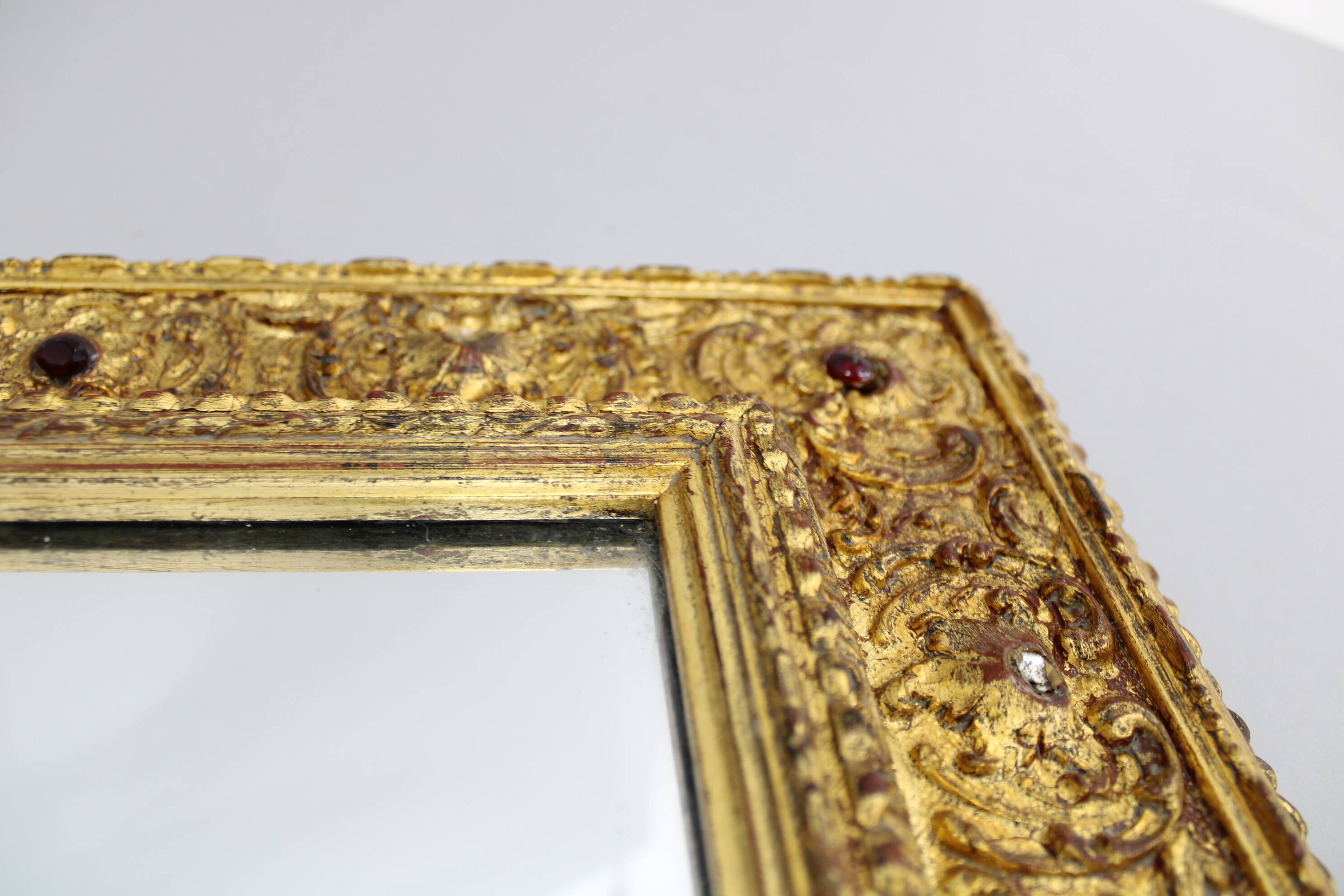 1940s Italian Mirror in Golden Wood Frame