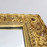 1940s Italian Mirror in Golden Wood Frame