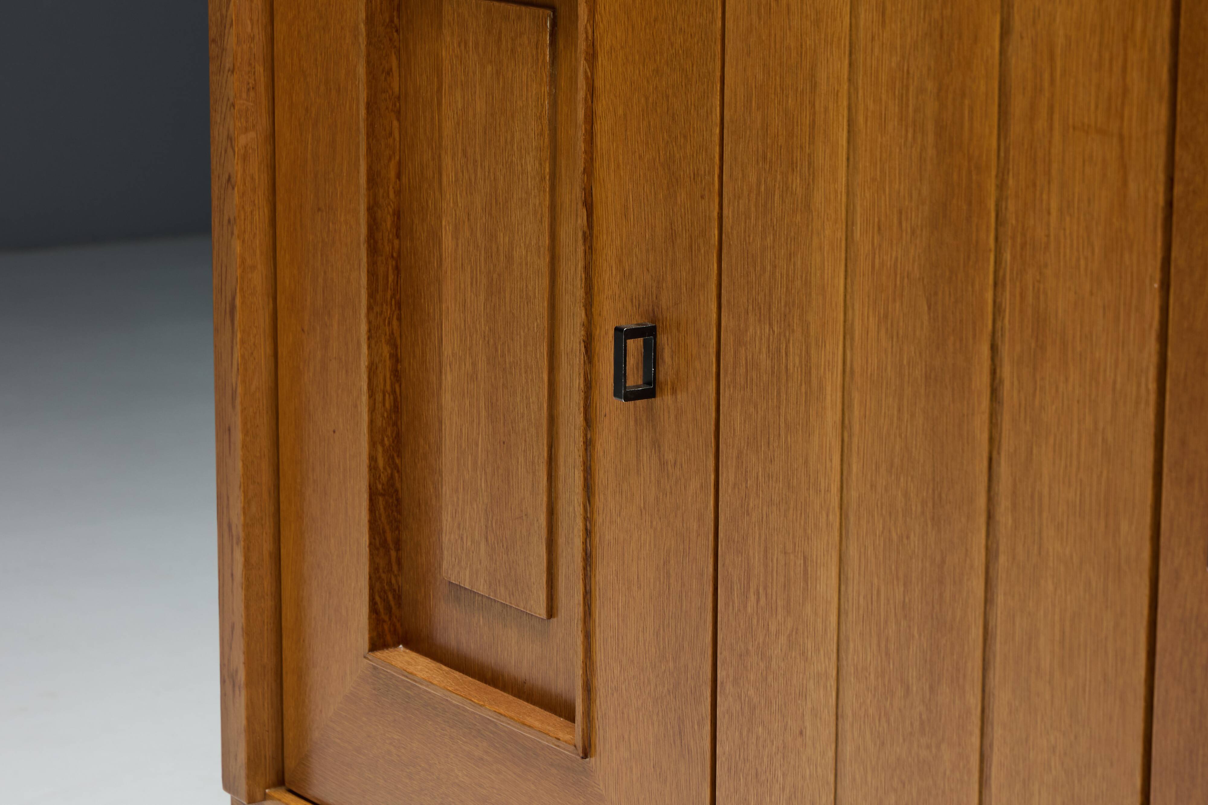 Brutalist Oak Cabinet, Belgium, 1960s