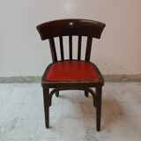 Chaise Baumann avec assise en cuir rouge
