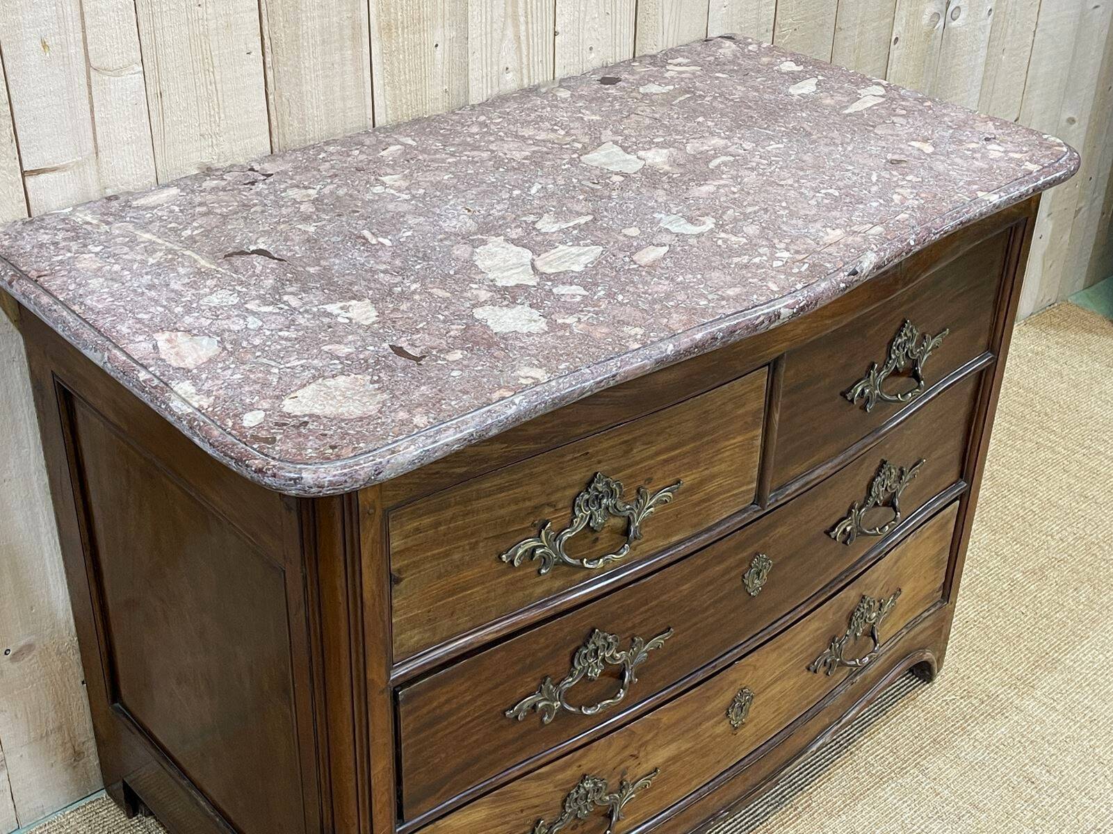 Regency commode in amaranth with an 18th-century marble top.