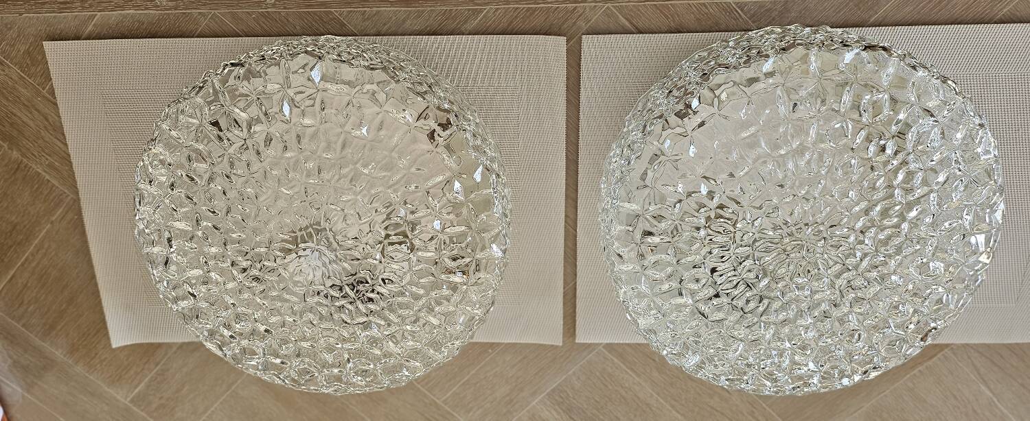 Set of 2 hammered glass ceiling lights