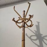 Vintage rattan bamboo parrot coat rack